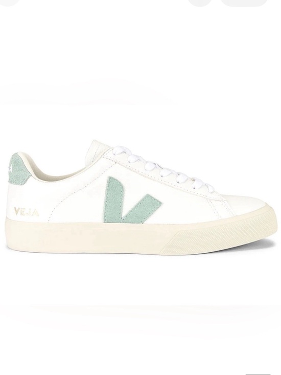 Veja Shoes - Veja White and Teal Leather Low-Top Sneakers